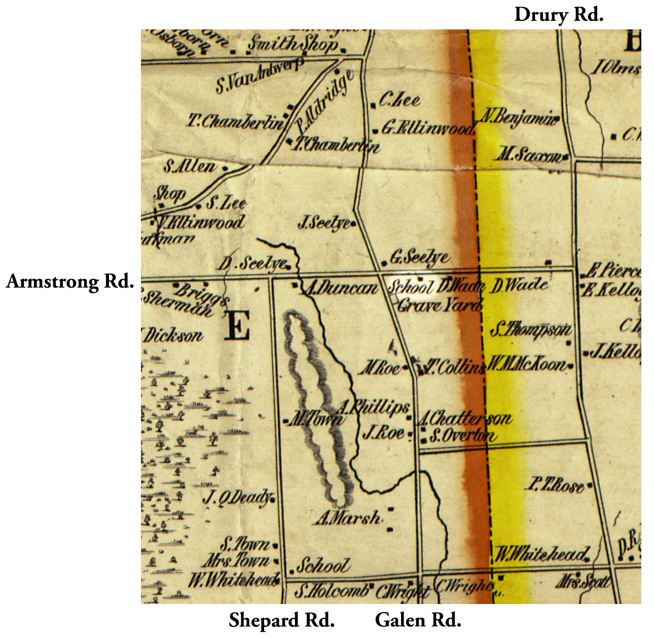 1853 Wayne County Ros-5 Excerpt Map